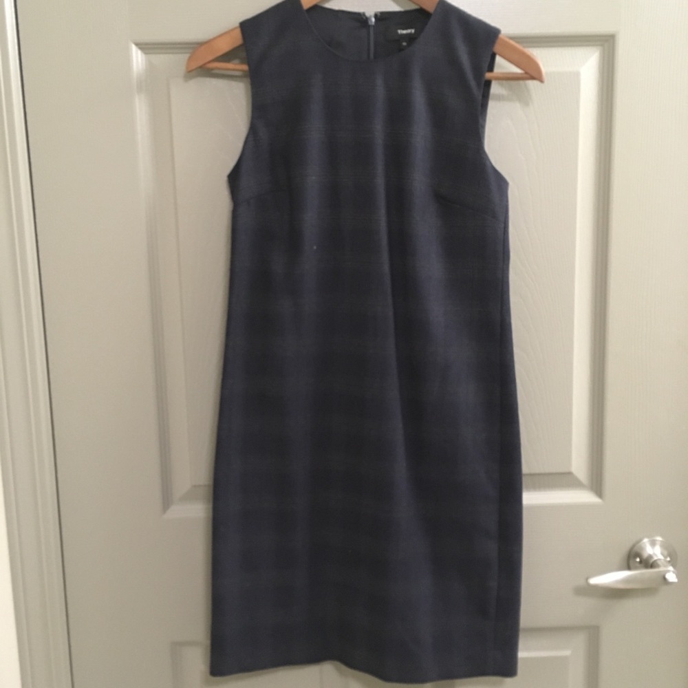 Theory Adraya Checkered Wool Shift Dress